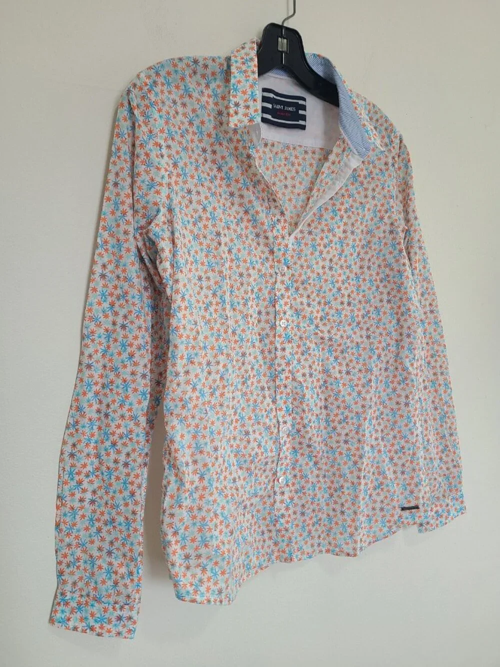 Saint James button-down Shirt White floral Women's size US 8 Cotton - Picture 2 of 10